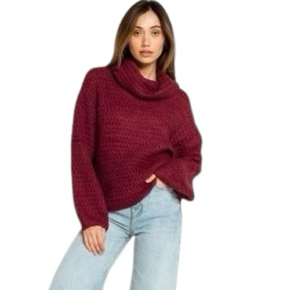 West Of Melrose Burgundy Chunky Knit Sweater